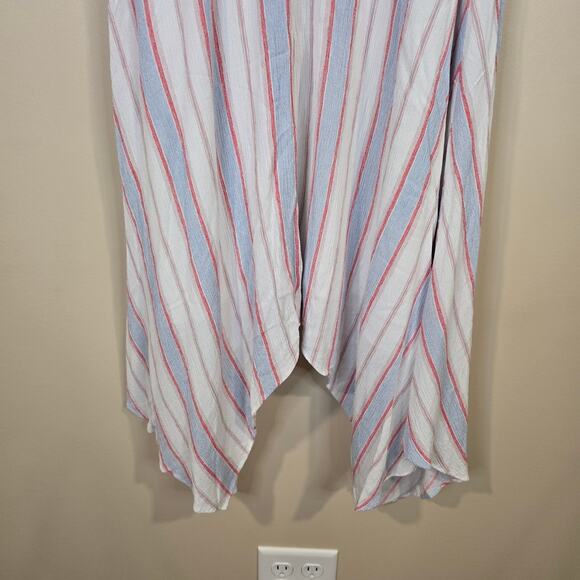 Women's Soprano White Striped Spaghetti Strap Shark Bite Dress | Size Small - Picture 7 of 9